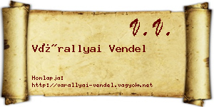 Várallyai Vendel névjegykártya